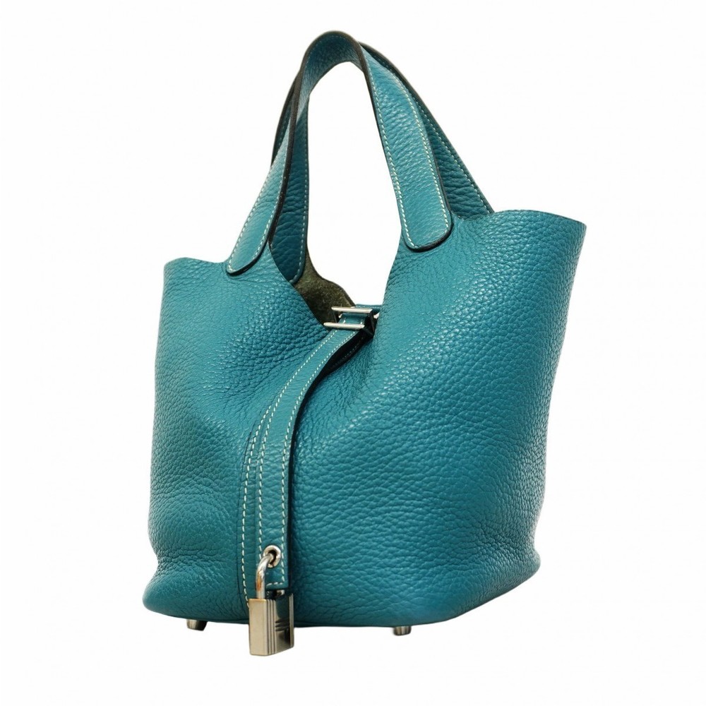 Hermes Lock Blue Jean PM s Q handbag Picotan Taurillon Clemence